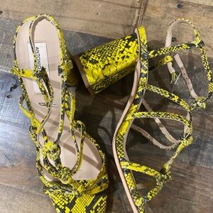 ANTONIO MELANI Yellow Snakeskin Strappy Heels
